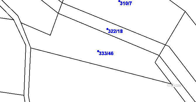 Parcela st. 333/46 v KÚ Milovice u Hořic, Katastrální mapa