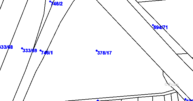 Parcela st. 378/17 v KÚ Milovice u Hořic, Katastrální mapa