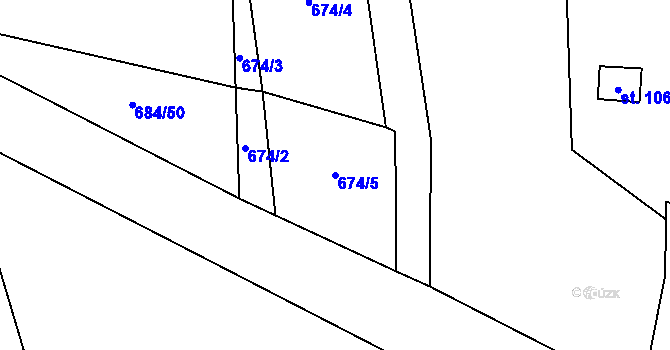 Parcela st. 674/5 v KÚ Milovice u Hořic, Katastrální mapa
