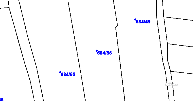 Parcela st. 684/55 v KÚ Milovice u Hořic, Katastrální mapa