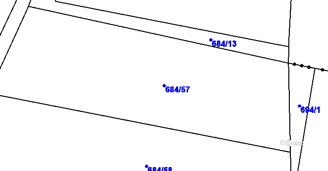 Parcela st. 684/57 v KÚ Milovice u Hořic, Katastrální mapa