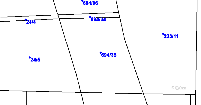 Parcela st. 694/35 v KÚ Milovice u Hořic, Katastrální mapa