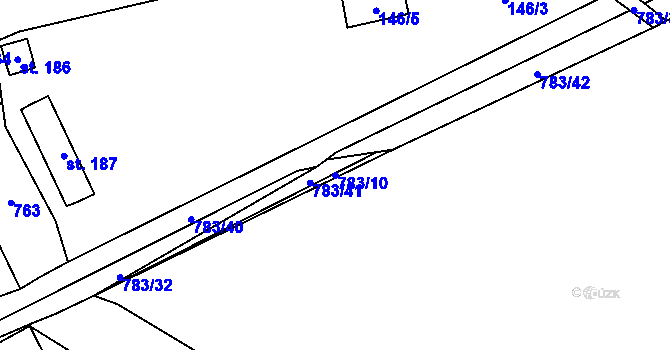 Parcela st. 783/10 v KÚ Milovice u Hořic, Katastrální mapa