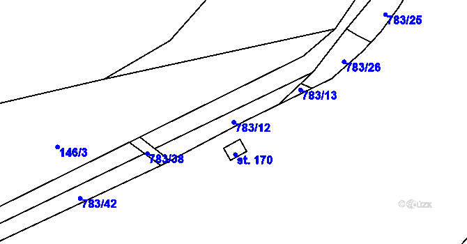 Parcela st. 783/12 v KÚ Milovice u Hořic, Katastrální mapa