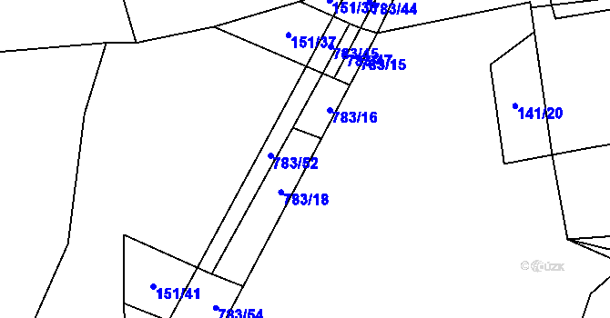 Parcela st. 783/17 v KÚ Milovice u Hořic, Katastrální mapa