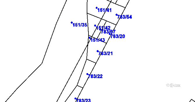 Parcela st. 783/21 v KÚ Milovice u Hořic, Katastrální mapa