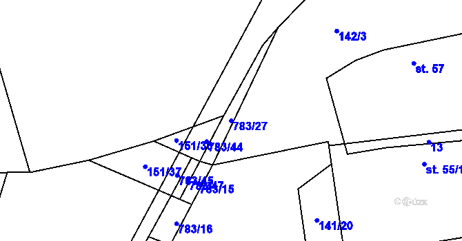 Parcela st. 783/27 v KÚ Milovice u Hořic, Katastrální mapa