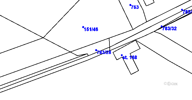 Parcela st. 783/28 v KÚ Milovice u Hořic, Katastrální mapa