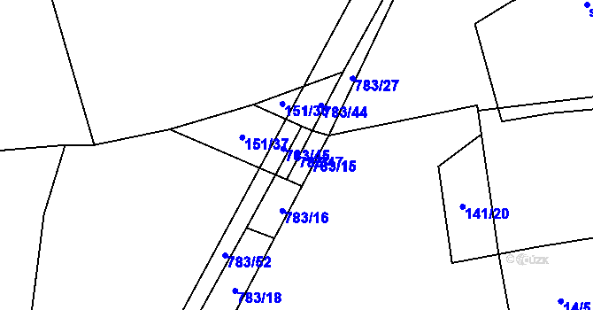 Parcela st. 783/47 v KÚ Milovice u Hořic, Katastrální mapa