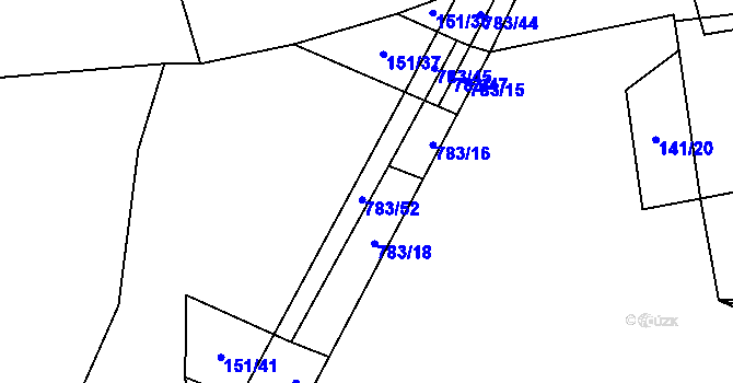 Parcela st. 783/50 v KÚ Milovice u Hořic, Katastrální mapa
