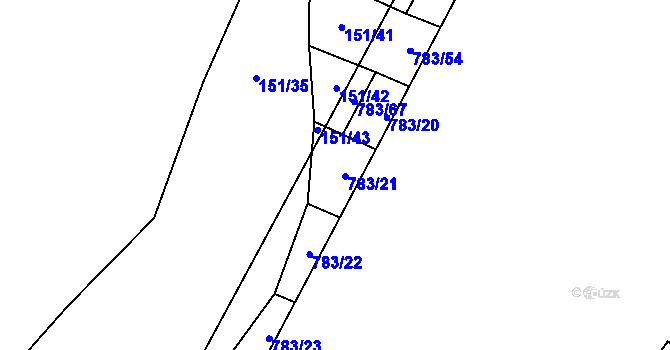 Parcela st. 783/58 v KÚ Milovice u Hořic, Katastrální mapa