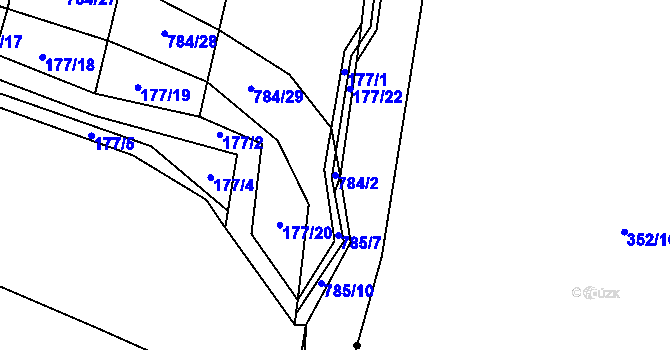 Parcela st. 784/2 v KÚ Milovice u Hořic, Katastrální mapa