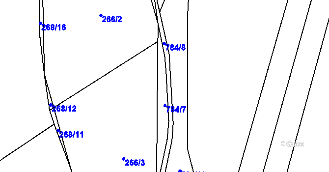 Parcela st. 784/6 v KÚ Milovice u Hořic, Katastrální mapa