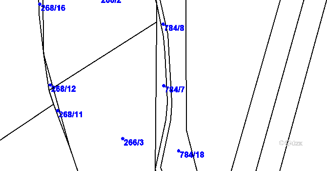 Parcela st. 784/7 v KÚ Milovice u Hořic, Katastrální mapa