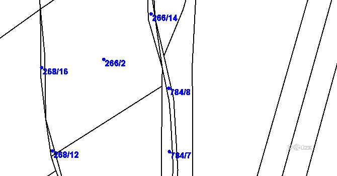 Parcela st. 784/8 v KÚ Milovice u Hořic, Katastrální mapa