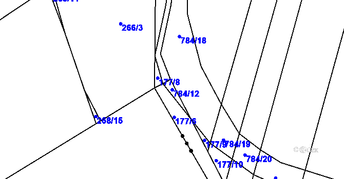 Parcela st. 784/12 v KÚ Milovice u Hořic, Katastrální mapa