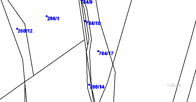 Parcela st. 784/17 v KÚ Milovice u Hořic, Katastrální mapa