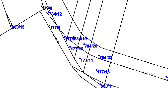 Parcela st. 784/20 v KÚ Milovice u Hořic, Katastrální mapa