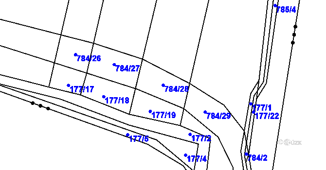 Parcela st. 784/28 v KÚ Milovice u Hořic, Katastrální mapa