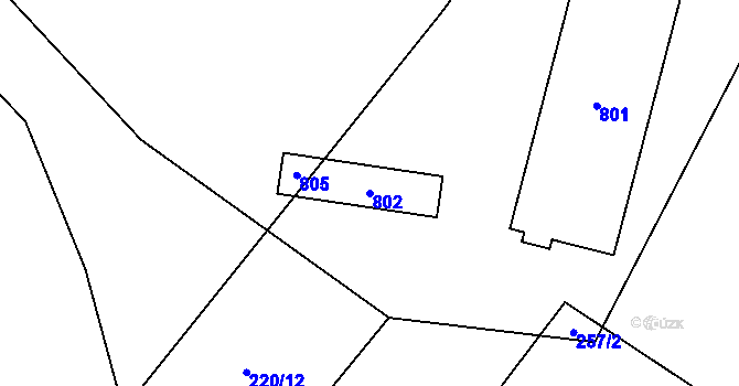 Parcela st. 802 v KÚ Milovice u Hořic, Katastrální mapa