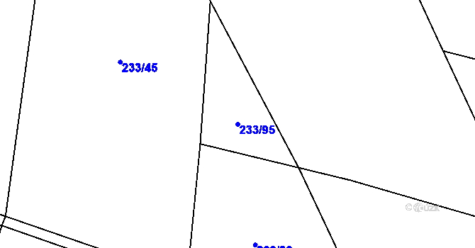 Parcela st. 233/95 v KÚ Milovice u Hořic, Katastrální mapa