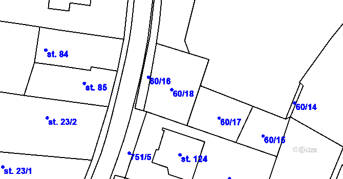 Parcela st. 60/18 v KÚ Milovice u Hořic, Katastrální mapa