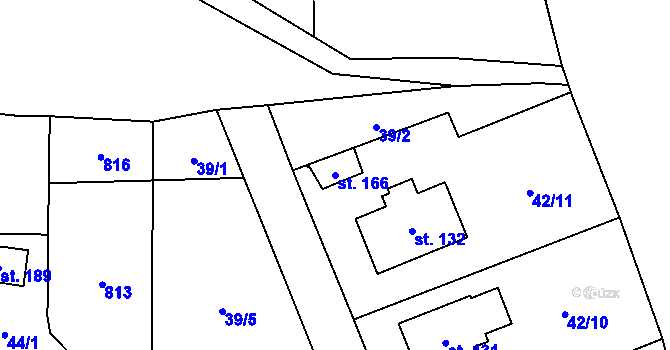 Parcela st. 166 v KÚ Milovice u Hořic, Katastrální mapa