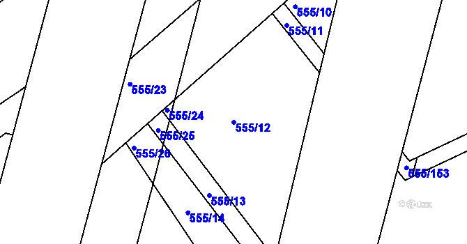 Parcela st. 555/12 v KÚ Milovice u Mikulova, Katastrální mapa