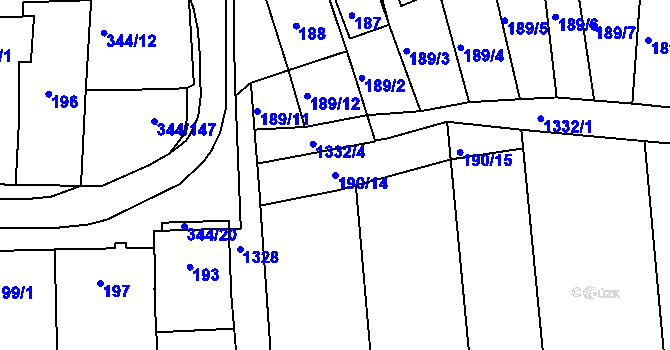 Parcela st. 190/14 v KÚ Milovice u Mikulova, Katastrální mapa