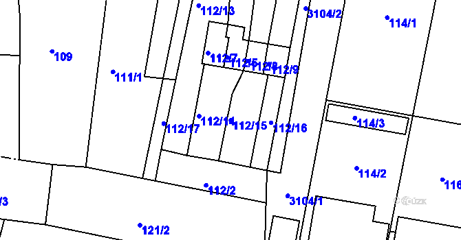 Parcela st. 112/15 v KÚ Milovice u Mikulova, Katastrální mapa