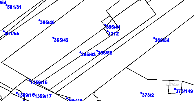Parcela st. 365/56 v KÚ Milovice u Mikulova, Katastrální mapa