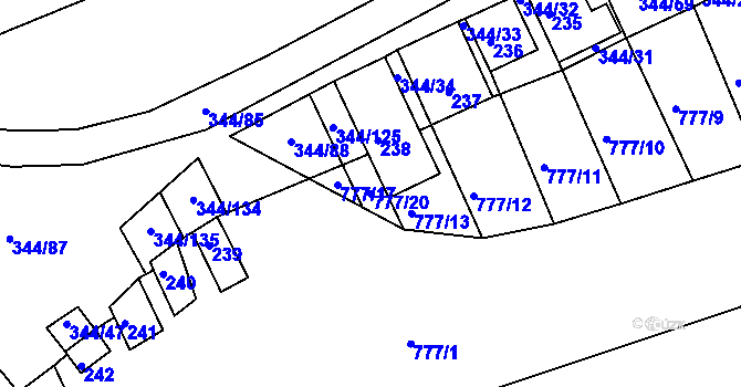 Parcela st. 777/20 v KÚ Milovice u Mikulova, Katastrální mapa