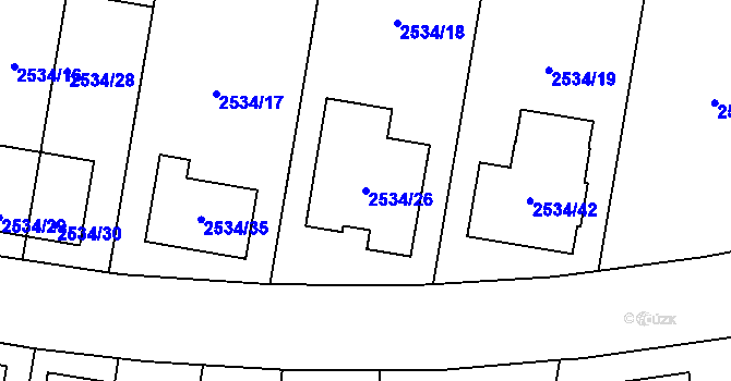 Parcela st. 2534/26 v KÚ Milovice u Mikulova, Katastrální mapa