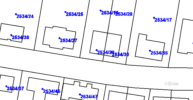 Parcela st. 2534/29 v KÚ Milovice u Mikulova, Katastrální mapa