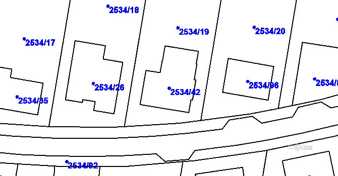 Parcela st. 2534/42 v KÚ Milovice u Mikulova, Katastrální mapa