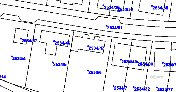 Parcela st. 2534/47 v KÚ Milovice u Mikulova, Katastrální mapa