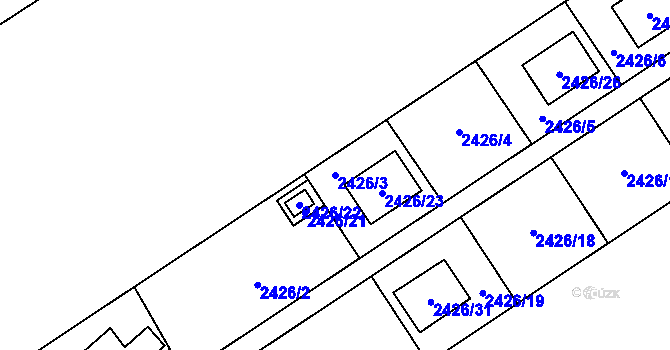 Parcela st. 2426/3 v KÚ Milovice u Mikulova, Katastrální mapa