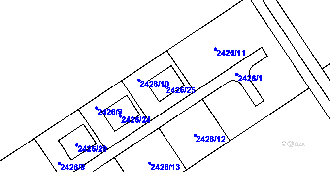 Parcela st. 2426/25 v KÚ Milovice u Mikulova, Katastrální mapa
