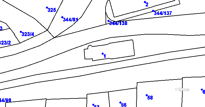 Parcela st. 1 v KÚ Milovice u Mikulova, Katastrální mapa