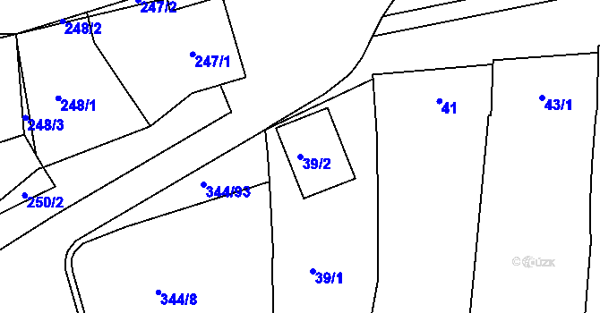 Parcela st. 39/2 v KÚ Milovice u Mikulova, Katastrální mapa