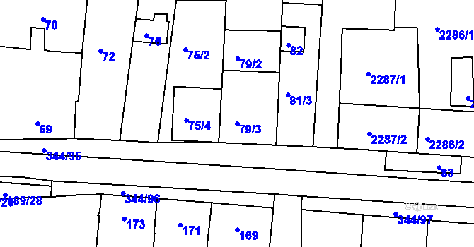 Parcela st. 79/3 v KÚ Milovice u Mikulova, Katastrální mapa