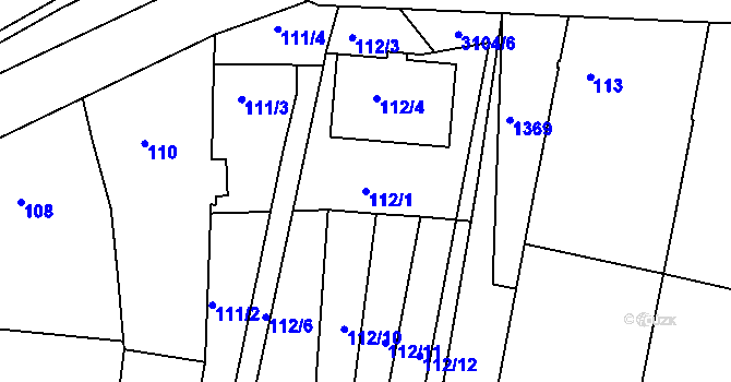 Parcela st. 112/1 v KÚ Milovice u Mikulova, Katastrální mapa