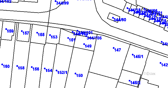 Parcela st. 149 v KÚ Milovice u Mikulova, Katastrální mapa
