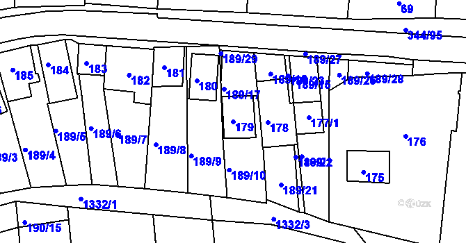 Parcela st. 179 v KÚ Milovice u Mikulova, Katastrální mapa