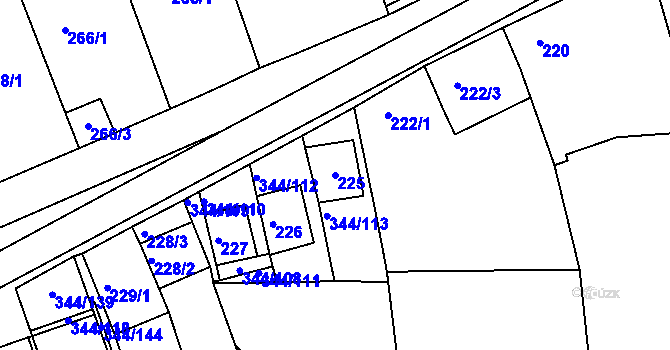 Parcela st. 225 v KÚ Milovice u Mikulova, Katastrální mapa