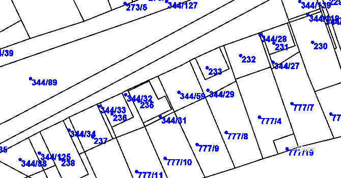 Parcela st. 234 v KÚ Milovice u Mikulova, Katastrální mapa