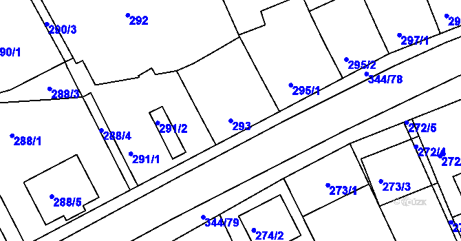 Parcela st. 293 v KÚ Milovice u Mikulova, Katastrální mapa