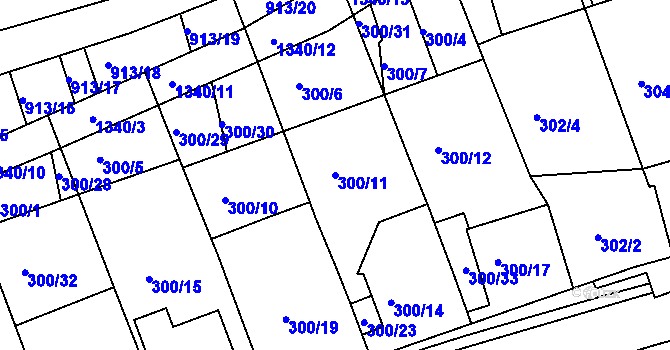 Parcela st. 300/11 v KÚ Milovice u Mikulova, Katastrální mapa