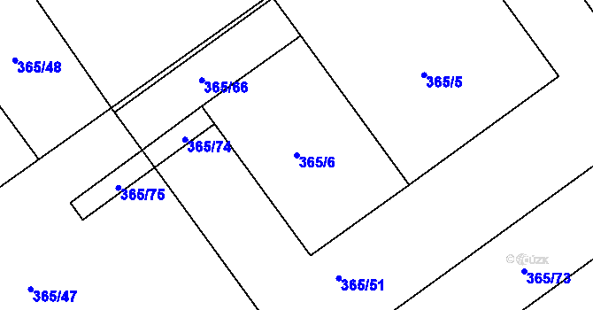 Parcela st. 365/6 v KÚ Milovice u Mikulova, Katastrální mapa