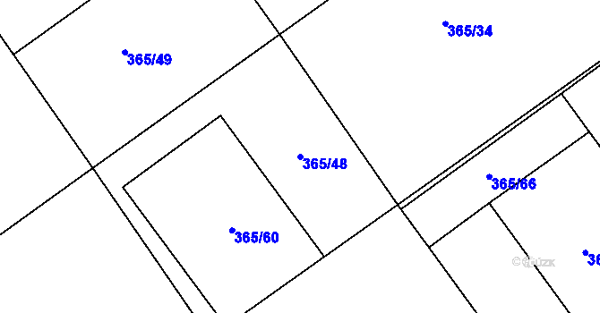 Parcela st. 365/48 v KÚ Milovice u Mikulova, Katastrální mapa
